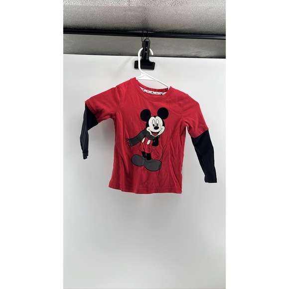 Disney Other - Disney Mickey Mouse Red‎ Black Long Sleeve Shirt 3T Toddler Boy